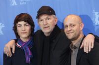 Samuel Schneider, Michael Gwisdek and Juergen Vogel at the photocall of "Boxhagener Platz" during the 60th Berlin International Film Festival.