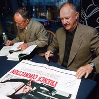 Gene Hackman and Daniel Lenihan at the signing of poster from his movie "The French Connection" and to sign copies of his first novel Perdido Star.