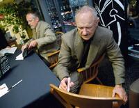 Gene Hackman and Daniel Lenihan at the signing of poster from his movie "The French Connection" and to sign copies of his first novel Perdido Star.