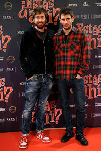 Director Daniel Sanchez Arevalo and Quim Gutierrez at the premiere of "AEstas Ahi" in Spain.
