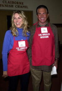 George Hamilton and Alana Stewart at the Los Angeles Mission during "The Great Thanksgiving Banquet".