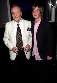 Robert Hardy and his grandson at the after party of the London premiere of "Harry Potter And The Order Of The Phoenix."