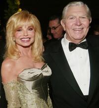 Loni Anderson and Andy Griffith at the cocktail party of "CBS at 75" television gala.