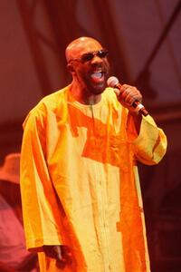 Isaac Hayes at the Open Air stage during the third day of the Big Chill music festival.