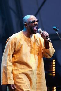 Isaac Hayes at the Open Air stage during the third day of the Big Chill music festival.
