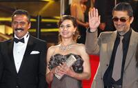 Yavuz Bingol, Hatice Aslan and Nuri Bilge Ceylan at the screening of "Three Monkeys" during the 61st Cannes International Film Festival.
