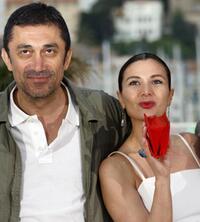 Director Nuri Bilge Ceylan and Hatice Aslan at the photocall of "Three Monkeys" during the 61st Cannes International Film Festival.