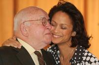 Ed Asner and Anne-Marie Johnson at the Award Of Excellence Star presentation.