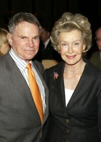 Ted Hartley and Dina Merrill at the breakfast panel for "Managing Risk and Change" Lessons from Entertainment Giants.