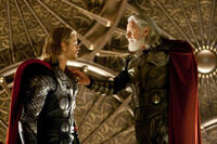 Thor (Chris Hemsworth) and Odin (Anthony Hopkins) in "Thor."