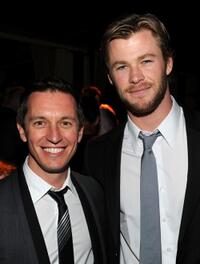 Rove McManus and Chris Hemsworth at the Australians In Film's 2010 Breakthrough Awards.