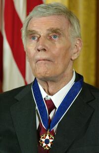 Charlton Heston at an East Room event at the White House.