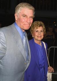 Charlton Hestonand and his wife Lydia Heston at the premiere of "Planet of the Apes" at the Ziegfield Theatre in New York City.