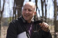 Director John Hillcoat on the set of "The Road."