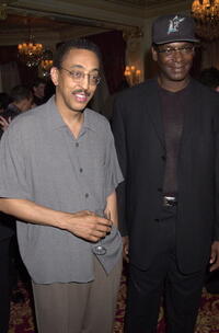 Gregory Hines and former longjumper Bob Beamon attend the Welcome Reception at Hotel L Hermitage prior to the Laureus World Sports Awards.