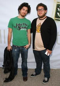 Jake Hoffman and Jonah Hill at the Mercedes Benz Fashion Week.