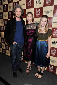 Boyd Holbrook, Vera Farmiga and Taissa Farmiga at the premiere of "Higher Ground" during the 2011 Los Angeles Film Festival.