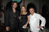 Christopher Backus, Mira Sorvino and chef Wolfgang Puck at the Simply Spectacular: Tiffany & Co. Celebrates 2008 Blue Book Collection in California.