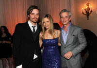 Christopher Backus, Mira Sorvino and managing editor of People magazine Larry Hackett at the People/TIME White House Correspondents' Dinner Cocktail party in Washington.