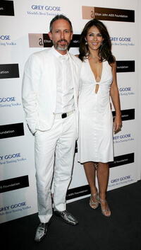 Elizabeth Hurley and Patrick Cox at the Grey Goose Vodka And The Elton John AIDS Foundation Launch Party.