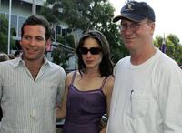William Hurt, Eion Bailey and Claire Forlani at the AO Room during day six of the Australian Open at Melbourne Park.