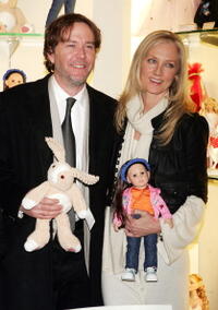 Timothy Hutton and Joely Richardson pose during a doll signing to celebrate the premiere of "The Last Mimzy".