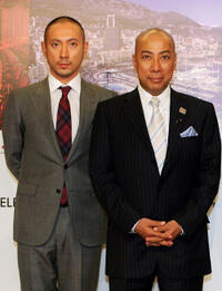 Ebizo Ichikawa and Danjuro Ichikawa at the press conference of "Kabuki In Monaco" in Japan.