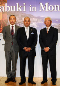 Ebizo Ichikawa, Danjuro Ichikawa and Tokizo Nakamura at the press conference of "Kabuki In Monaco" in Japan.