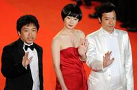 Hirokazu Kore-eda, Bae Doo-Na and Itsuji Itao at the premiere of "Kuki Ningyo" during the 62nd International Cannes Film Festival.