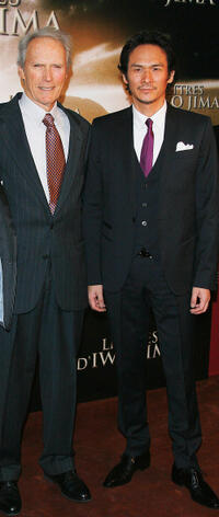 Director Clint Eastwood and Tsuyoshi Ihara at the France premiere of "Letters From Iwo Jima."