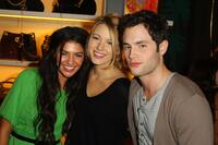 Jessica Szohr, Blake Lively and Penn Badgley at the opening party for Juicy Couture's 5th Avenue flagship store.