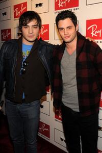 Ed Westwick and Penn Badgley at the Ray-Ban Remasters Legendary Clubmaster Shades.
