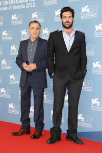 Moshe Ivgy and director Idan Hubel at the photocall of "The Cutoff Man" during the 69th Venice Film Festival.