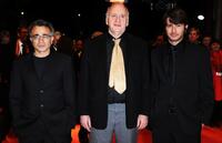 Moshe Ivgy, Director Amos Kollek and Ran Danker at the premiere of "Restless" during the 58th Berlinale Film Festival.