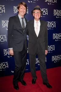 Tom Hooper and Geoffrey Rush at the Australian premiere of "The King's Speech."