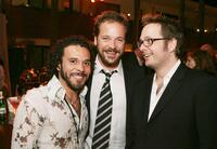 Michael Irby, Peter Sarsgaard and Director Robert Schwentke at the after party of the premiere of "Flightplan."