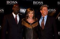 Michael Jace, Catherine Dent and Kenneth Johnson at the grand re-opening party of Hugo Boss Rodeo store.