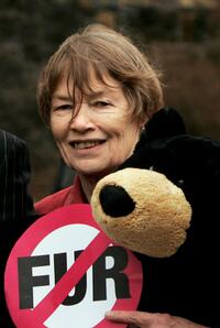 Glenda Jacksonm at a photocall organised by PETA.
