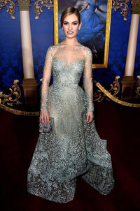 Lily James at the California premiere of "Cinderella."