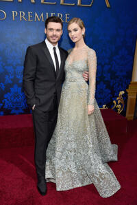Richard Madden and Lily James at the California World premiere of "Cinderella."