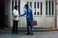 Saleh Bakri as Haled and Shlomi Avraham as Papi in "The Band's Visit."