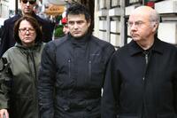Josiane Balasko, Patrick Pelloux and French Bishop Jacques Gaillot at the demonstration in support of poorly housed families.
