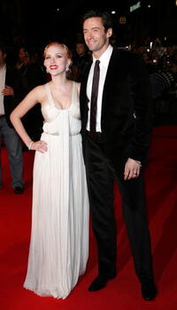Scarlett Johansson and Hugh Jackman at the London premiere of "The Prestige."