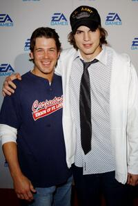 Christian Kane and Ashton Kutcher at the launching of three new "EA Games" video games.