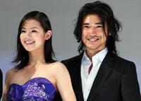 Manami Konishi and Takeshi Kaneshiro at the Japan premiere of "Sweet rain."