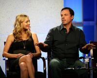 Adam Baldwin and Yvonne Strahovski at the 2007 Summer Television Critics Association Press Tour for NBC.