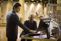Christian Bale and Morgan Freeman in "The Dark Knight."