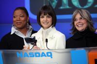 Diane Keaton, Queen Latifah and Katie Holmes at the NASDAQ stock market opening bell.