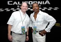 David Koechner and Carl Weathers at the NASCAR Nextel Cup Series Sharp Aquos 500.
