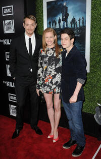Joel Kinnaman, Mireille Enos and Liam James at the California premiere of "The Killing" Season 2.
